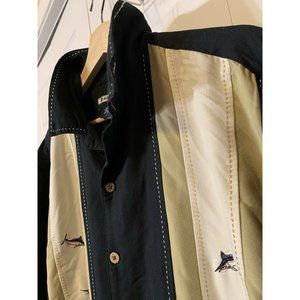 WORLD WIDE SPORTSMAN‎ MEN'S Sz L Black Cream Angler FISHING SHIRT